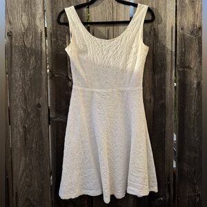 Vintage Y2K White Ivory Floral Eyelet Mini Dress Summer 100% Cotton